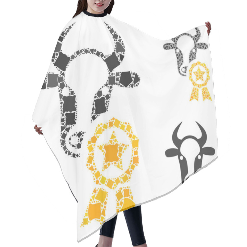 Personality  Cow Award Mosaic Icon Of Unequal Parts Hair Cutting Cape