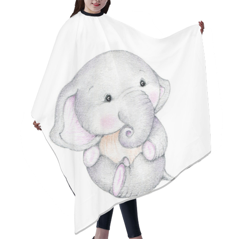 Personality  Cute Elephant Baby  On White Background  Hair Cutting Cape