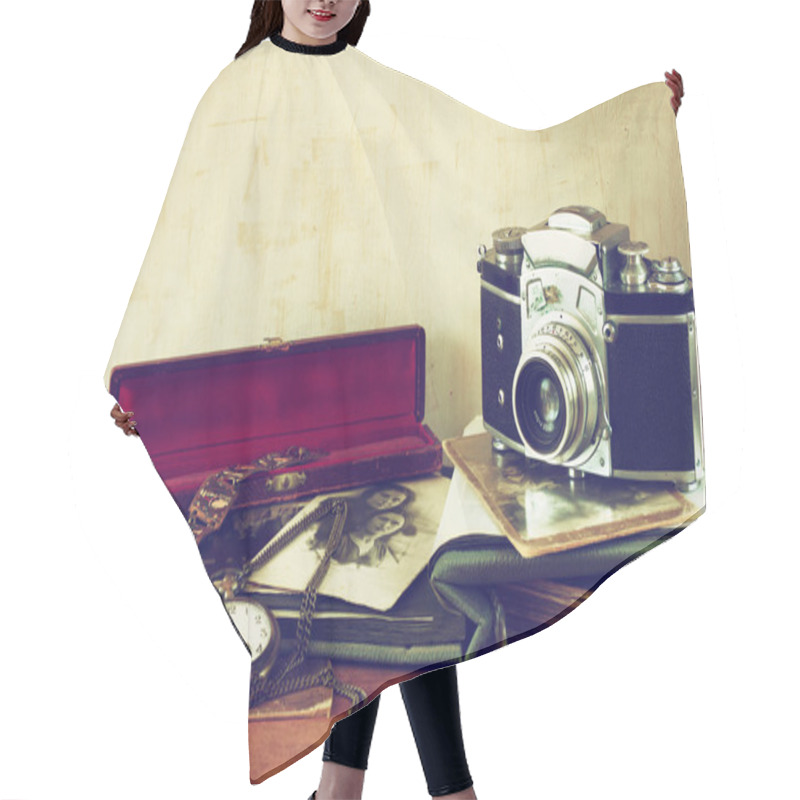 Personality  Old Camera, Antique Photographs Hair Cutting Cape