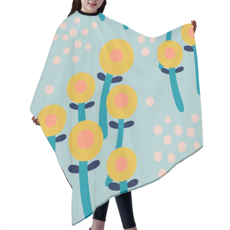 Personality  Cute And Simple Texture With Floral Field. Abstract Stylized Flowers Pattern. Hair Cutting Cape