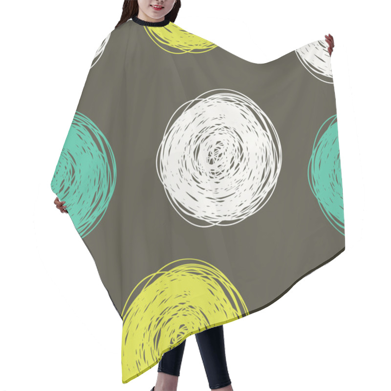 Personality  Seamless Pattern With Scribbles Circles. Hair Cutting Cape