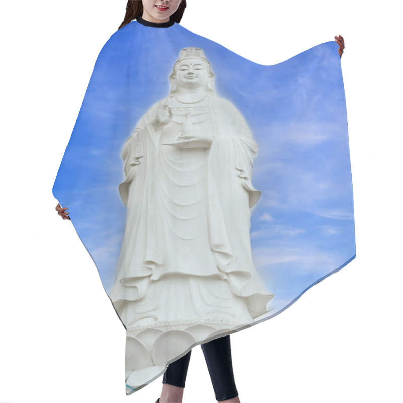 Personality  Large White Statue Of Lady Buddha In Da Nang Vietnam At Linh Ung Pagoda In Summer. Hair Cutting Cape