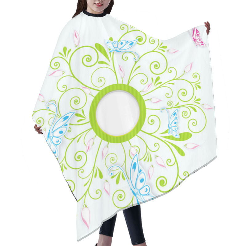 Personality  Butterfly On Swirl Texture Border Vector Hair Cutting Cape