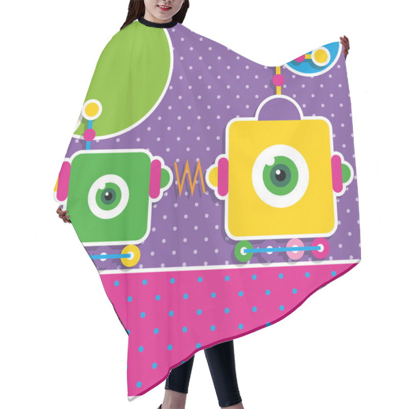 Personality  Cute Robot Greeting Card Hair Cutting Cape