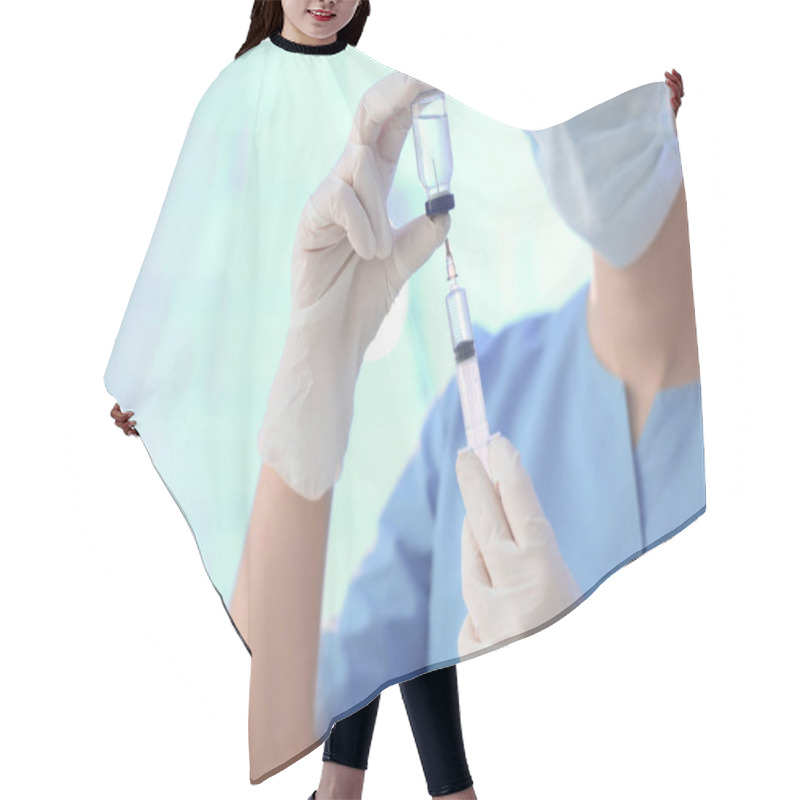 Personality  Doctor Holding Syringe Hair Cutting Cape