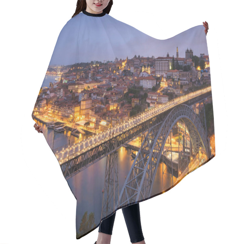 Personality  Aerial View Of Dom Luis I Bridge At Blue Hour. Hair Cutting Cape