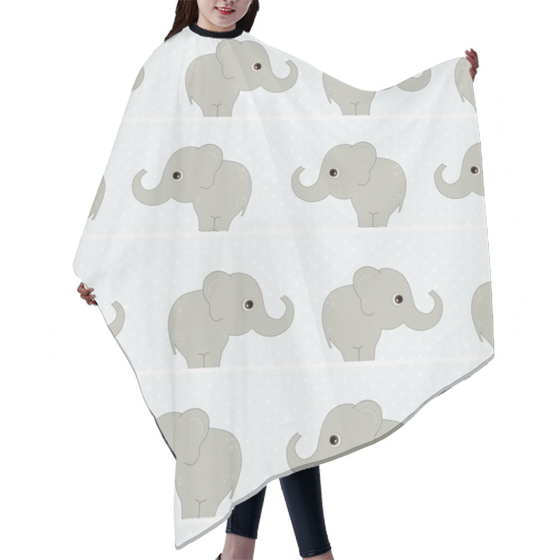 Personality  Seamless Pattern With Cute Elephants Hair Cutting Cape