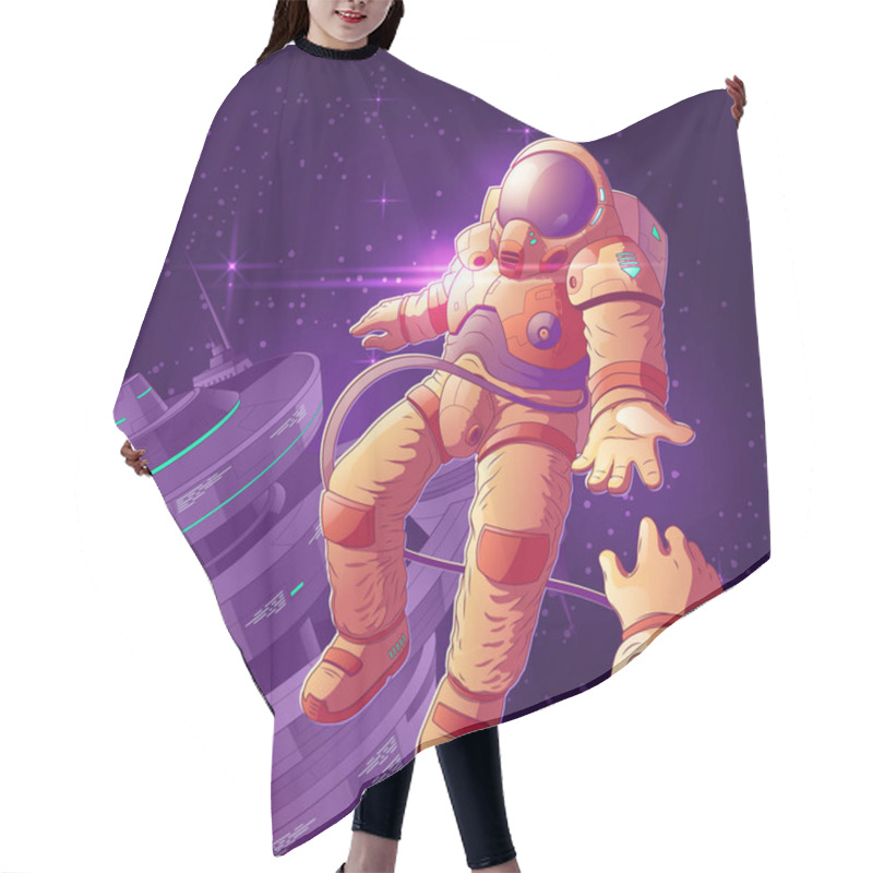 Personality  Romantic date in outer space vector concept hair cutting cape