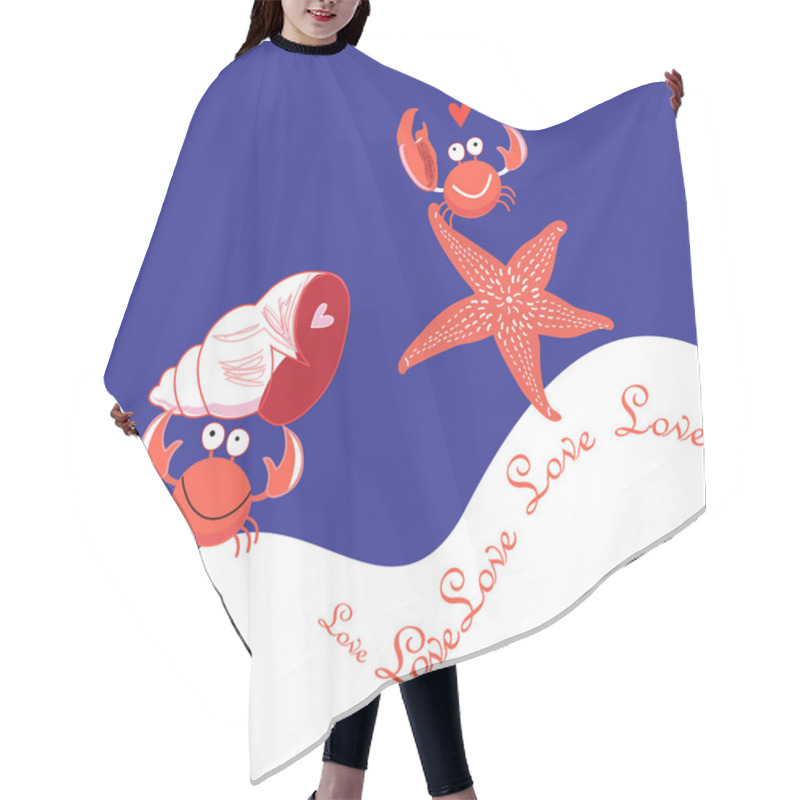 Personality  Greeting Card With Crabs In Love  Hair Cutting Cape