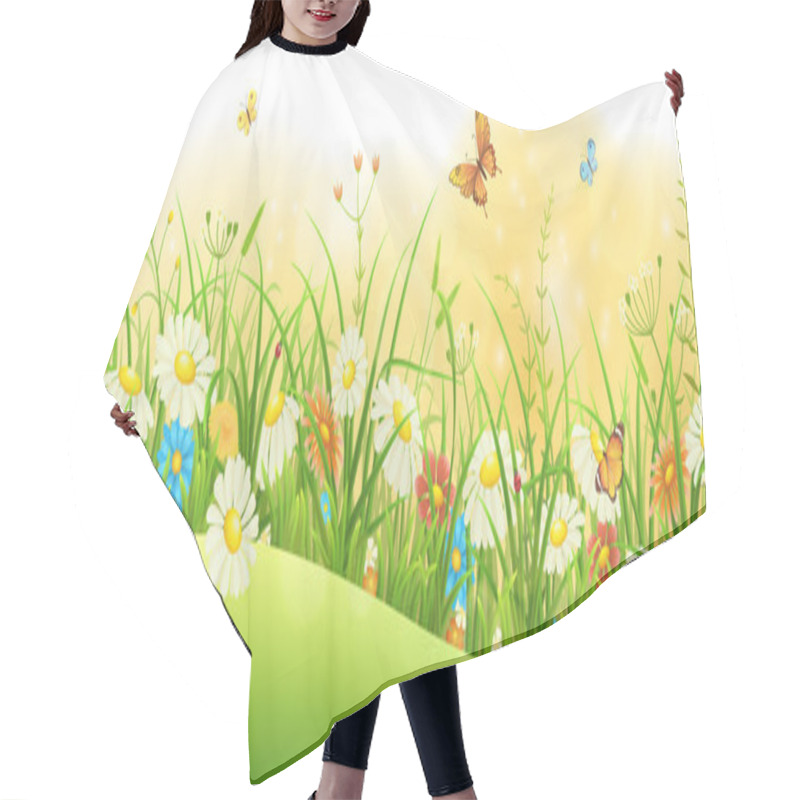 Personality  Summer Floral Banner Hair Cutting Cape