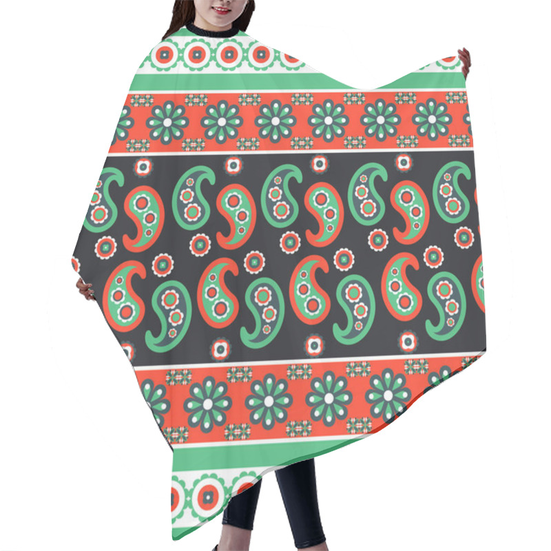 Personality  Paisley Flower Pattern Seamless Row Vector. Hair Cutting Cape