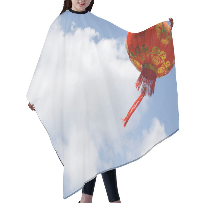 Personality  Red Chinese Lantern Against Blue Sky Hair Cutting Cape