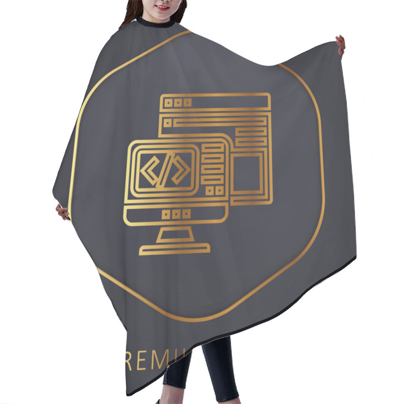 Personality  Backend Golden Line Premium Logo Or Icon Hair Cutting Cape