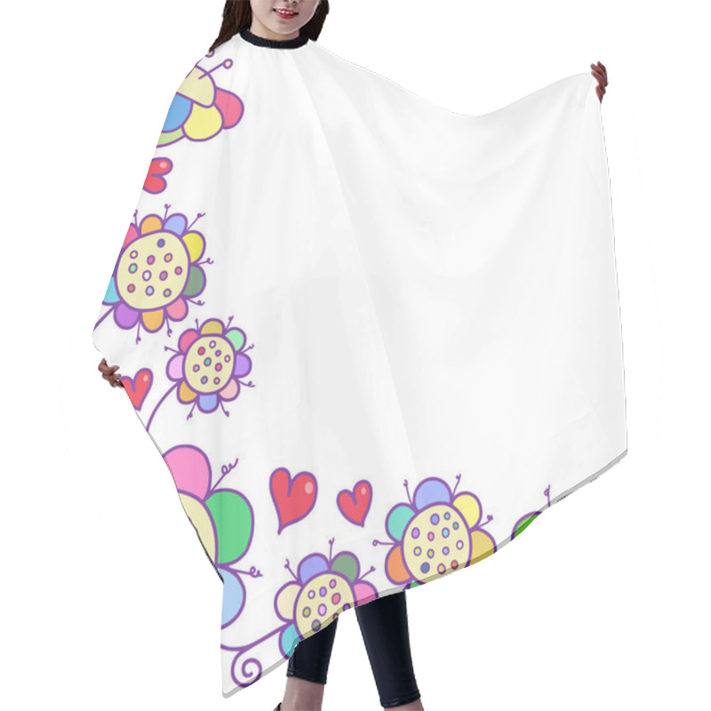 Personality  Simple Hand Drawn Doodle Style Page Corner Border Hair Cutting Cape