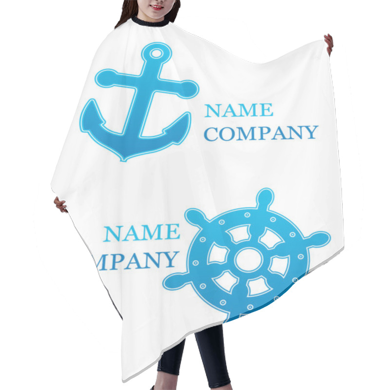 Personality  Nautical Icons With Anchor And Wheel Hair Cutting Cape