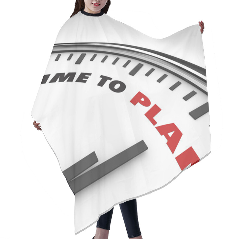 Personality  Time To Plan - Clock With Words Hair Cutting Cape