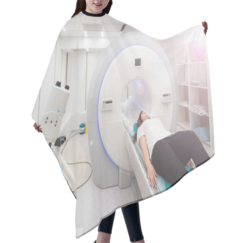 Personality  Medical CT Or MRI Scan In The Modern Hospital Laboratory. Interior Of Radiography Department. Technologically Advanced Equipment In White Room. Magnetic Resonance Diagnostics Machine. Hair Cutting Cape