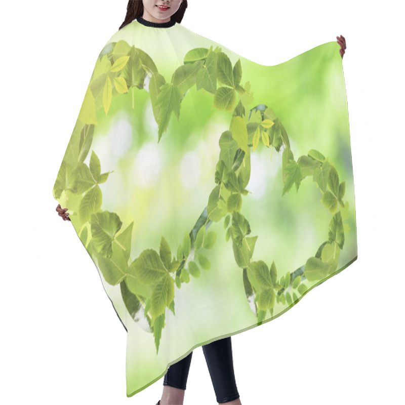 Personality  Hearts Of Different Green Leaves Hair Cutting Cape