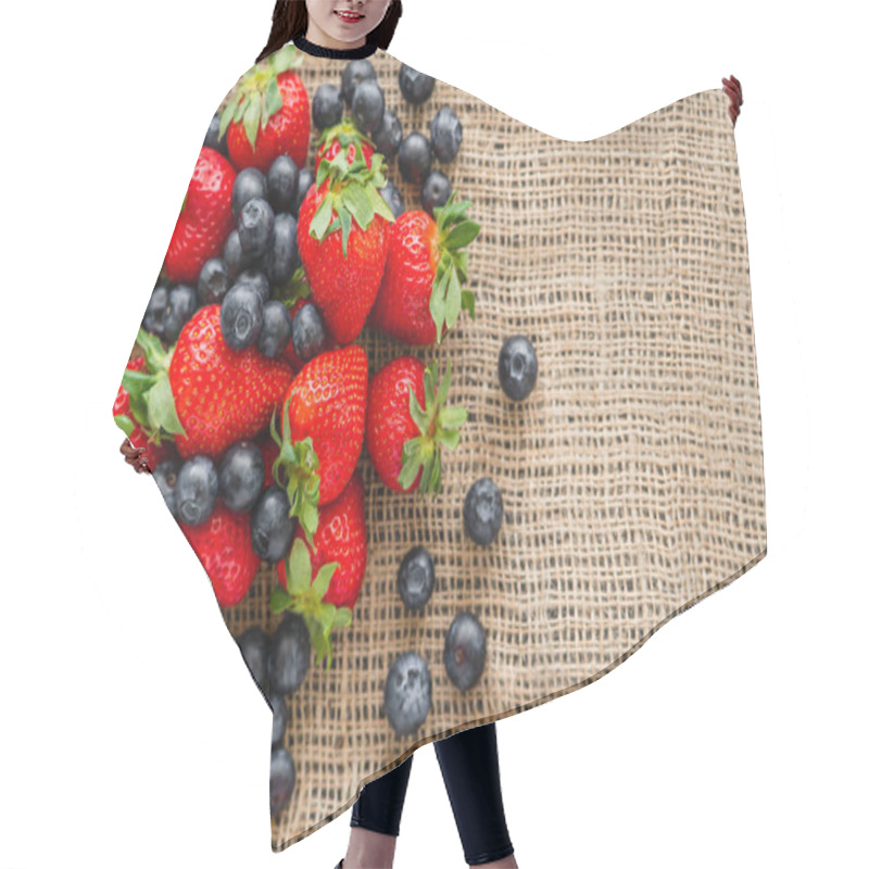 Personality  Top View Of Tasty Betties With Leaves On Sackcloth Hair Cutting Cape