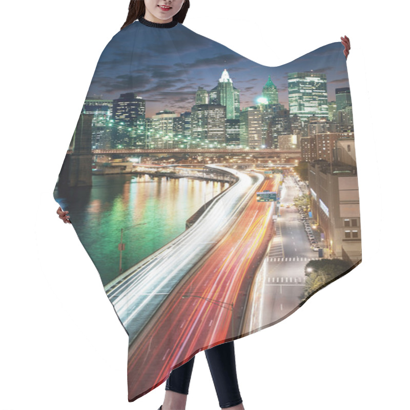 Personality  Big Apple After Sunset - New York Manhattan At Night Hair Cutting Cape