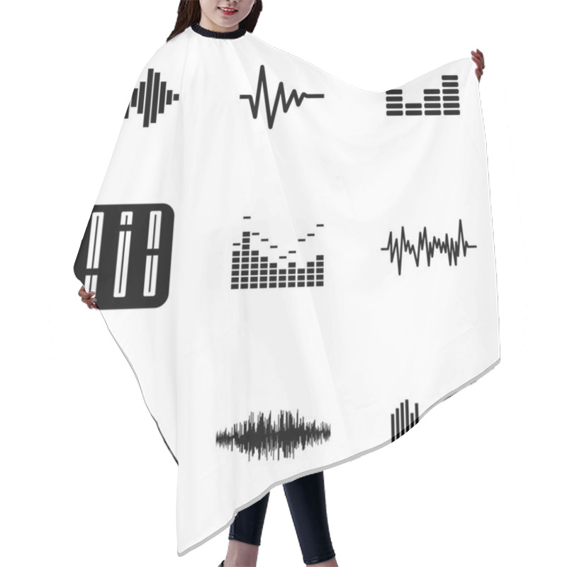 Personality  Vector Black Music Soundwave Icons Set Hair Cutting Cape