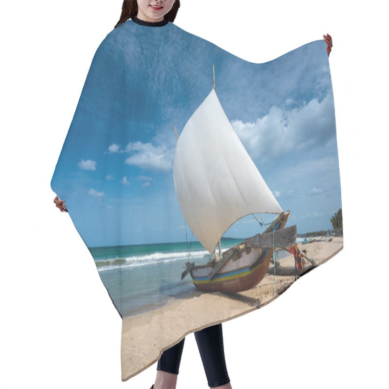 Personality  Boat On Beautiful Beach Hair Cutting Cape