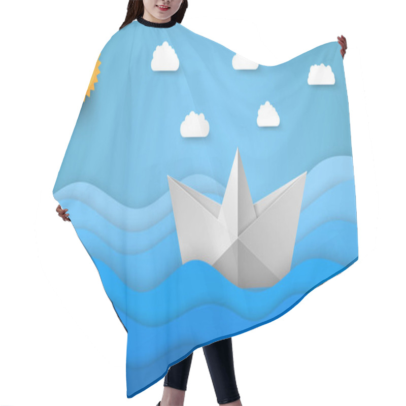 Personality  Origami Style Sea Background Hair Cutting Cape