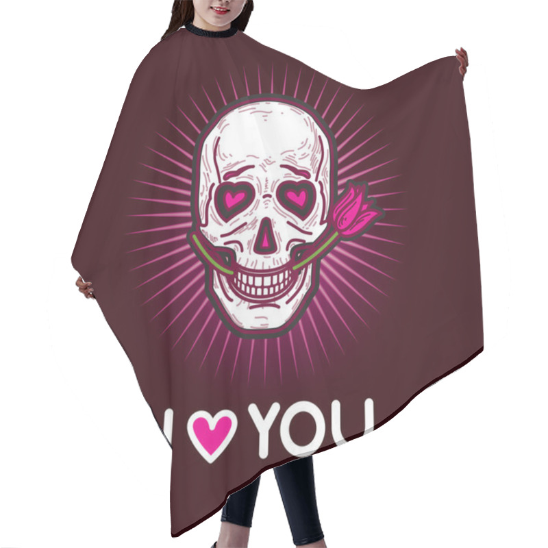 Personality  Gloomy And Grim Black And Pink Illustration Postcard With Skull  Hair Cutting Cape