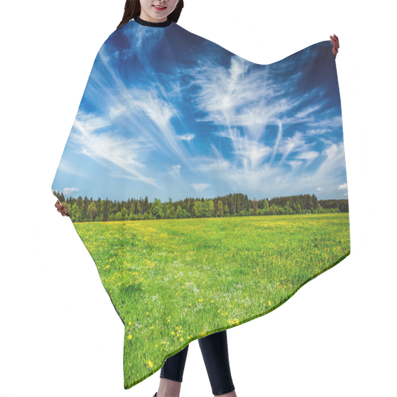 Personality  Wooden Planks Floor  And Summer Meadow Hair Cutting Cape