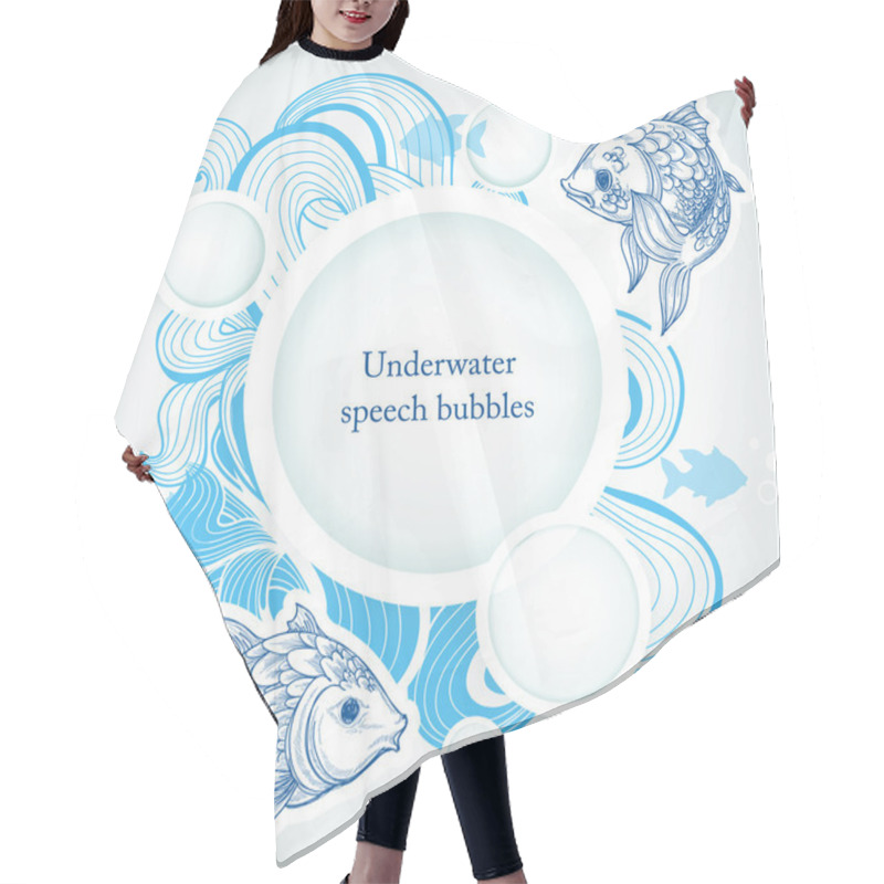 Personality  Sea Background With Fish And Speech Bubbles Hair Cutting Cape