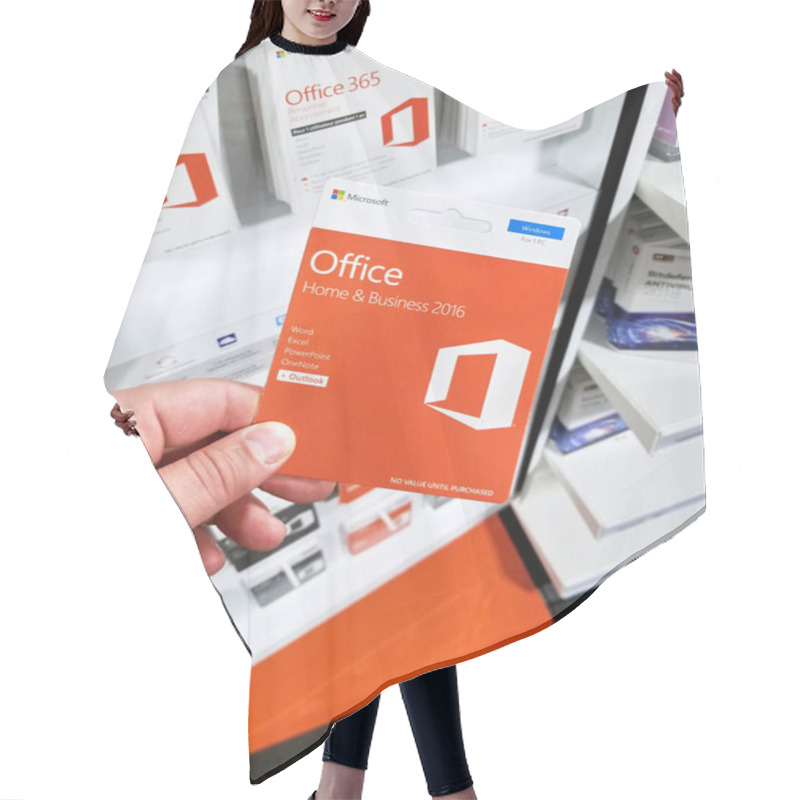 Personality  MONTREAL, CANADA - MARCH 10, 2018: MIcrosoft Office 365 Subscribtion Card In A Hand. Office 365 Is The Brand Name Microsoft Uses For A Group Of Subscriptions That Provide Productivity Software. Hair Cutting Cape