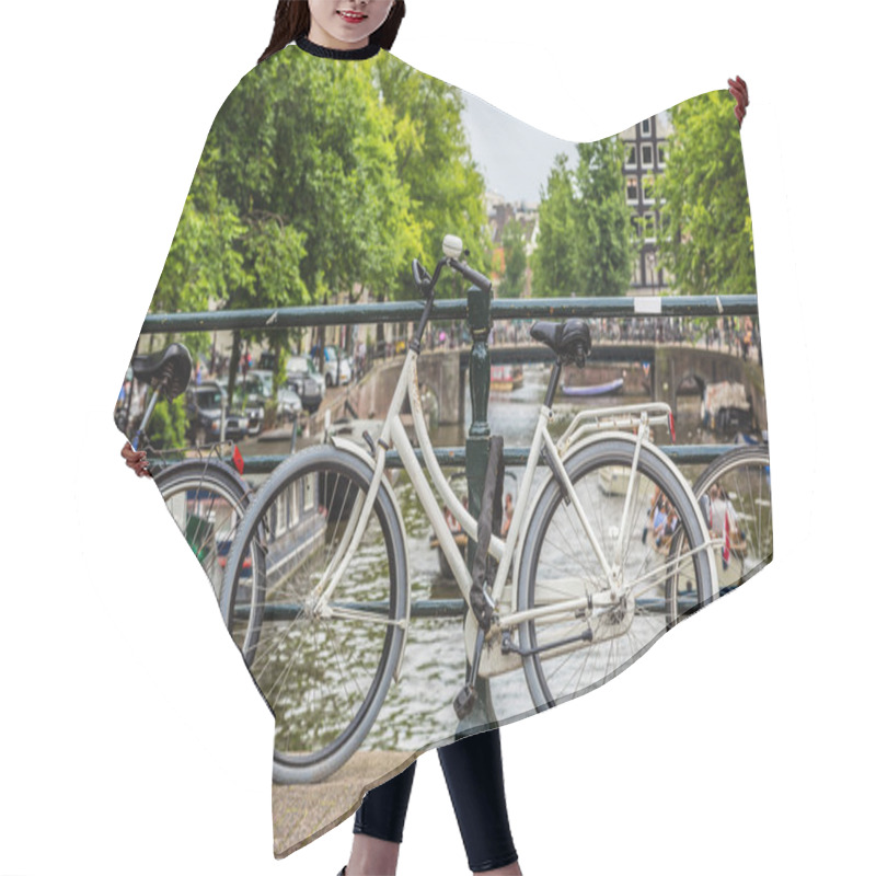 Personality  Bicycles On Bridge Over Canals Of Amsterdam Hair Cutting Cape