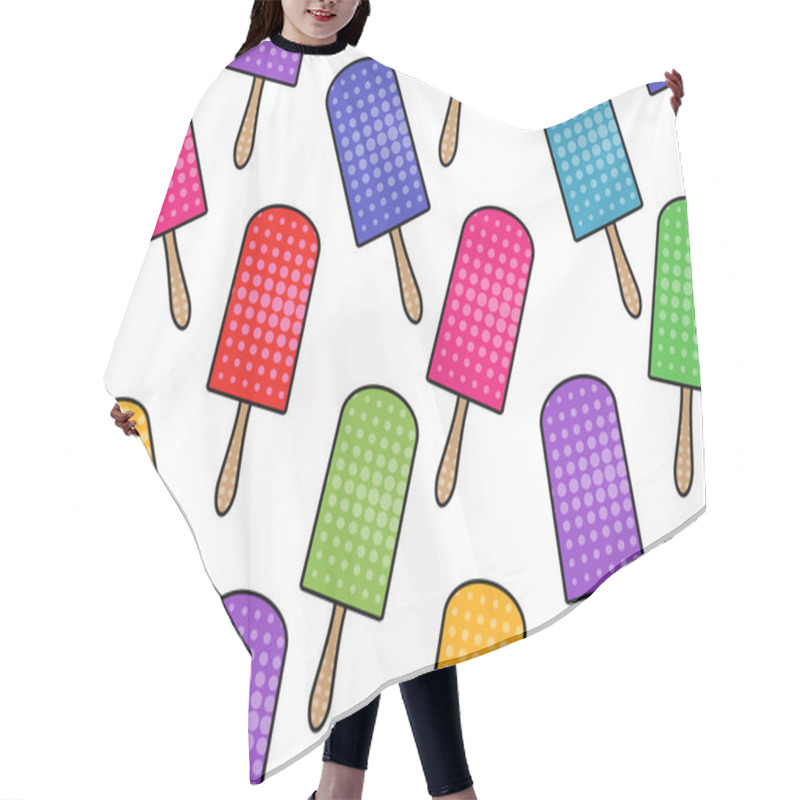 Personality  Ice Cream Seamless Pattern In Pop Art Style. Popsicle. Ice Cream On A Stick. Vector Illustration. Hair Cutting Cape