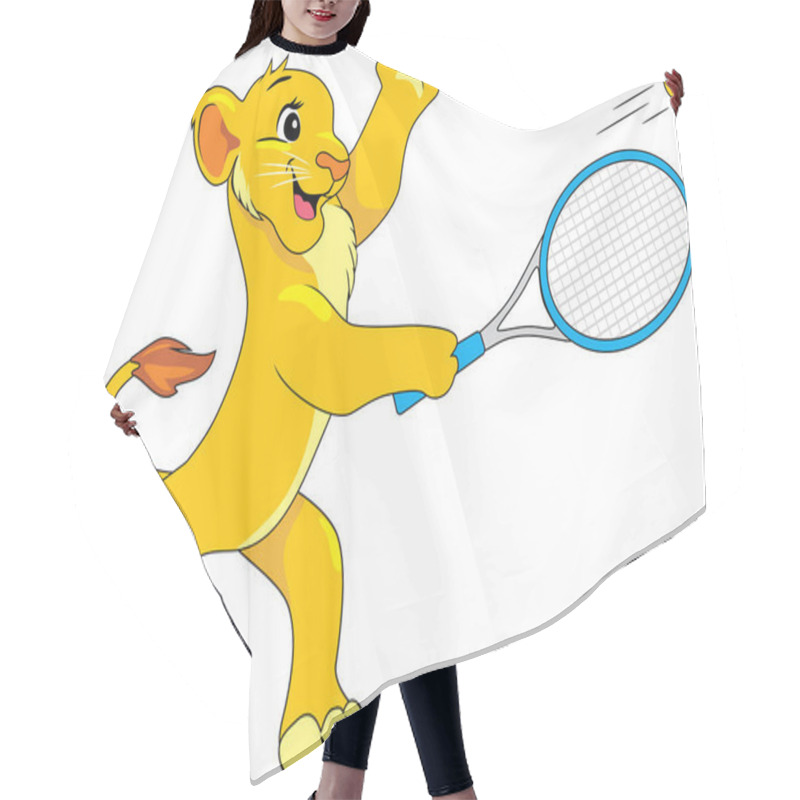 Personality  Happy Lion Cub Plays Tennis Hair Cutting Cape