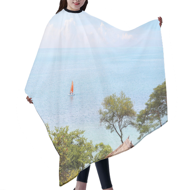 Personality  Red Boat And Blue Water Ocean Hair Cutting Cape