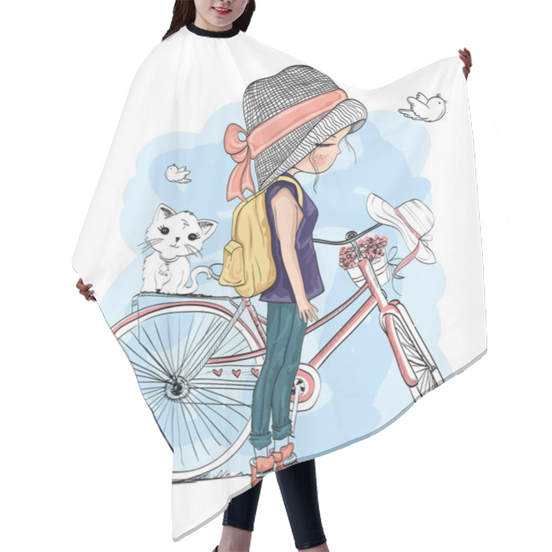 Personality  Cute Girl  Illustration Hair Cutting Cape