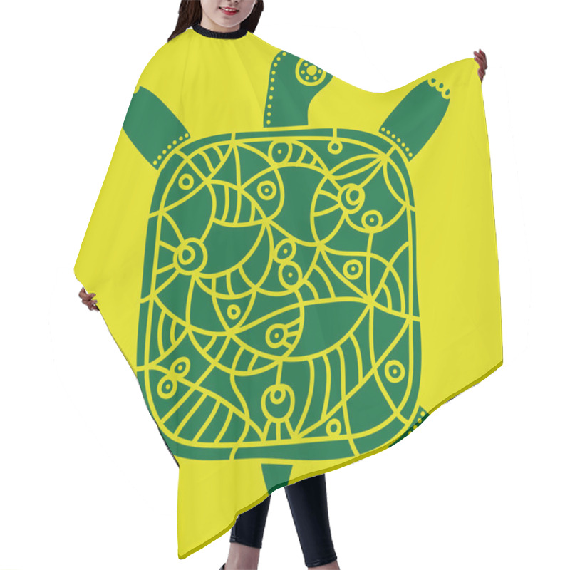 Personality  Decorative Green Turtle With Ornament On A Yellow Background Hair Cutting Cape