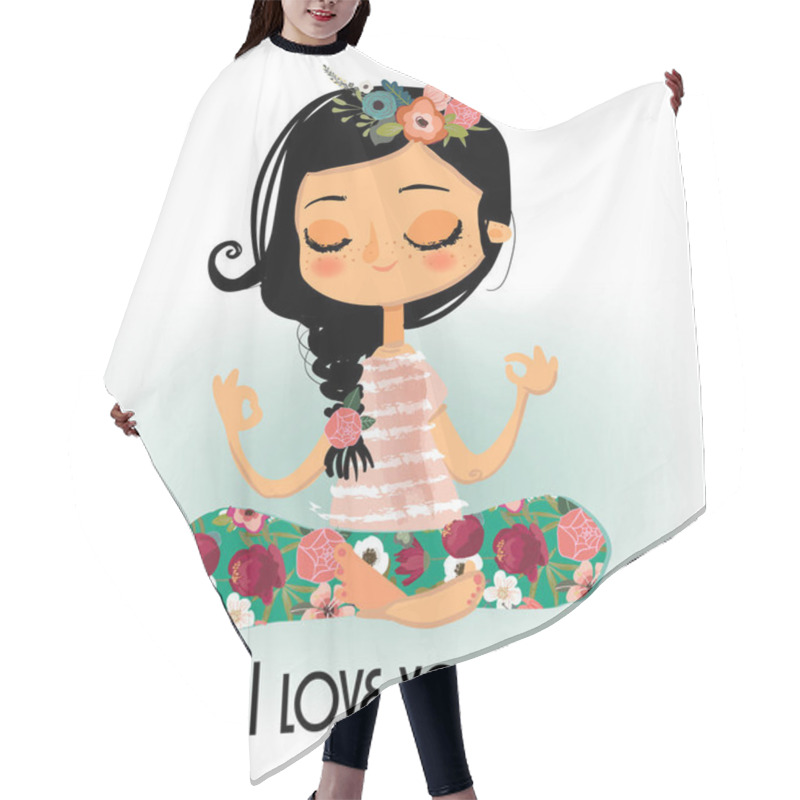 Personality  Cute Cartoon Yoga Girl Hair Cutting Cape