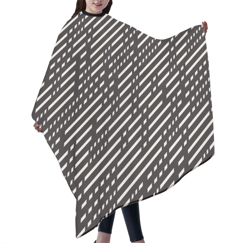 Personality  Black And White Irregular Dashed Lines Pattern. Abstract Vector Seamless Background Hair Cutting Cape