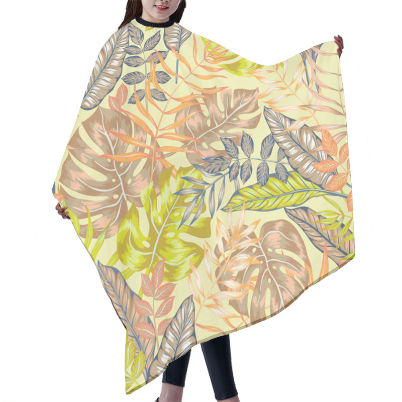 Personality  Seamless Vector Graphical Artistic Tropical Nature Jungle Pattern Hair Cutting Cape