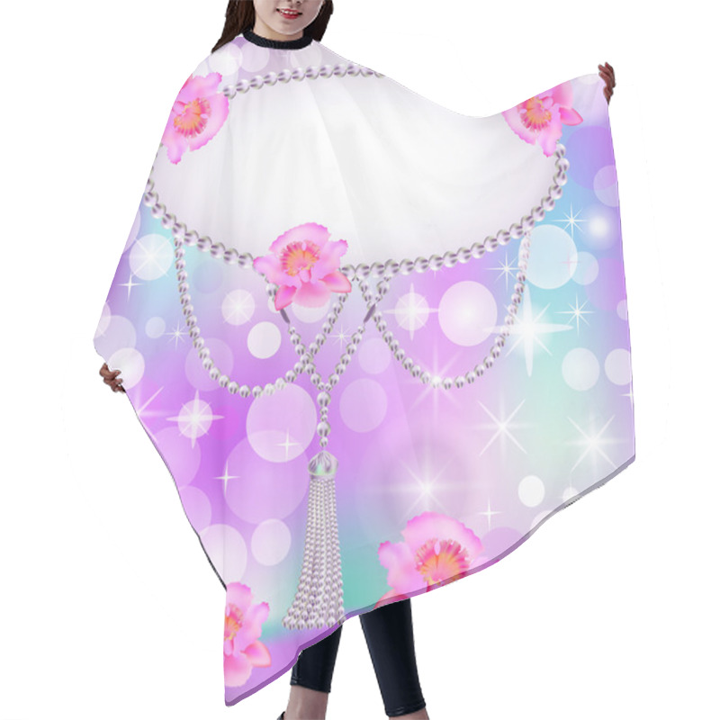 Personality  Background For The Invitation With Pearls Stars Hair Cutting Cape