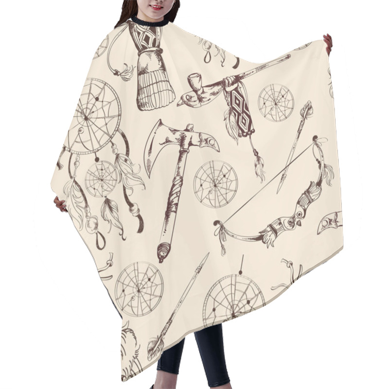 Personality  Ethnic Native American Seamless Pattern Hair Cutting Cape