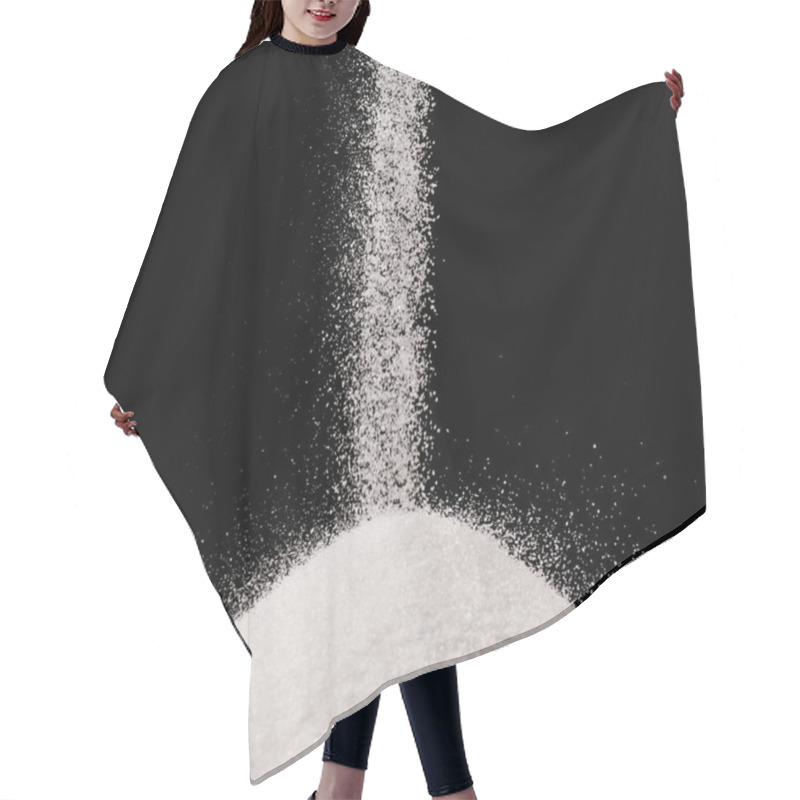 Personality  Sugar Falling On Pile Isolated On Black Hair Cutting Cape