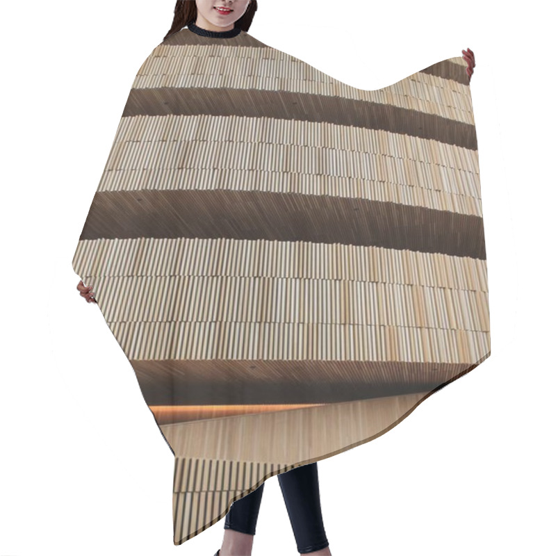 Personality  Modern Architectural Design With Layered Wooden Panels. High Quality Photo Hair Cutting Cape