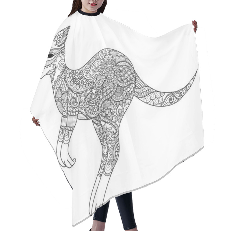 Personality  Zendoodle Design Of Jumping Kangaroo For Design Element And Adult Or Kid Coloring Book Page. Vector Illustration Hair Cutting Cape