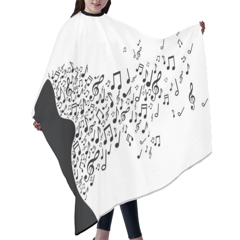 Personality  Woman Head Silhouette With Music Notes Hair Cutting Cape