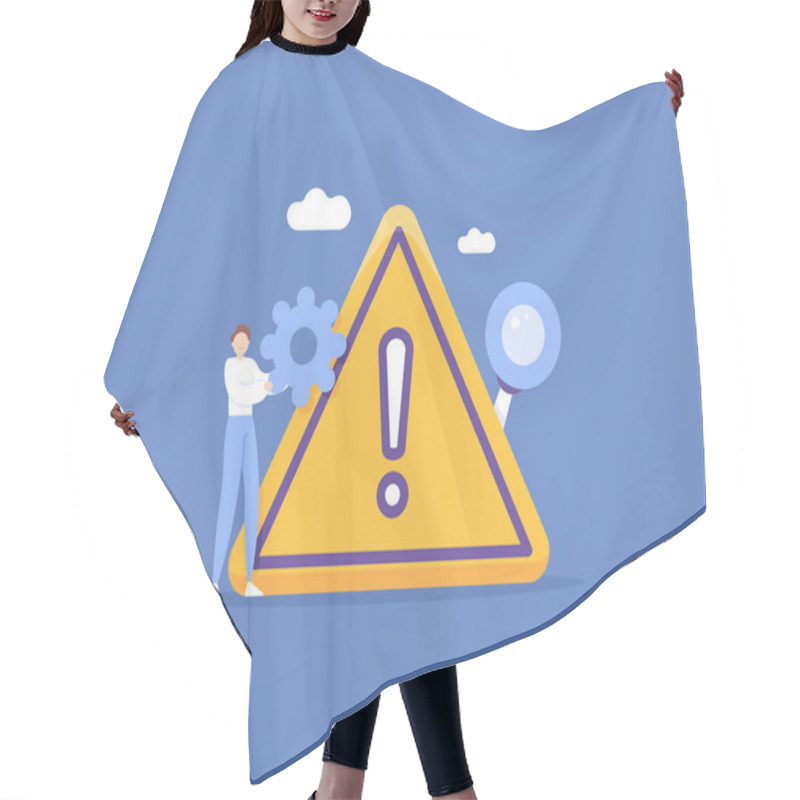 Personality  Identification Of Problems. Error And Risk Analysis. Looking For A Method Or Way To Overcome Or Resolve A Problem. Management Incident. Use A Magnifying Glass To Investigate. Concept Illustration  Hair Cutting Cape