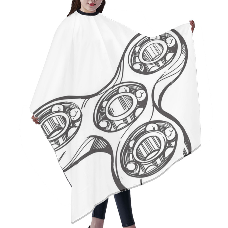 Personality  Hand Drawn Monochrome Spinner Sketch For Tattoo Hair Cutting Cape