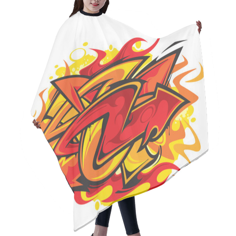 Personality  Vector Illustration Of Graffiti Hair Cutting Cape