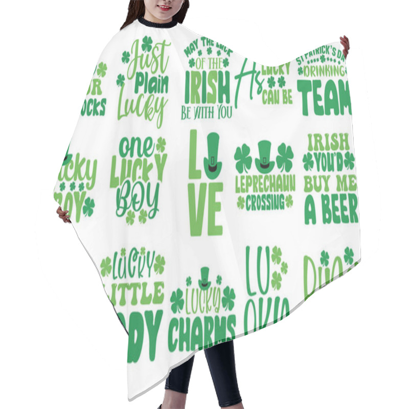 Personality  Hand Lettering Typography St Patricks Day Bundle Illustration Line Art Vector Hair Cutting Cape